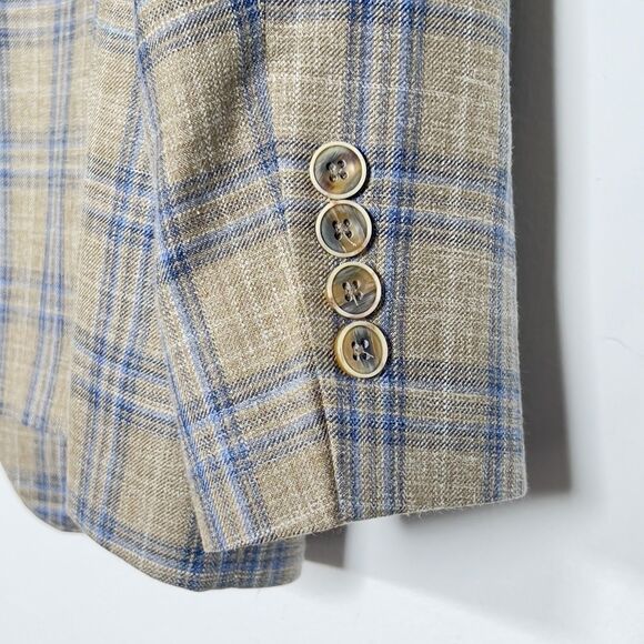 TailoRed Loro Piana Blazer Mens Sz 44R Plaid 2 Button Silk Wool Linen Blend - Picture 4 of 16